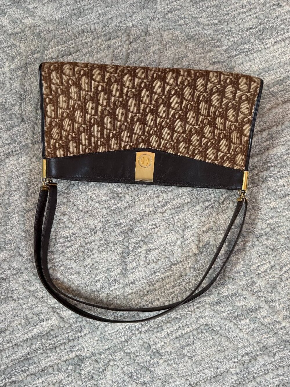 Vintage Dior Brown Oblique Trotter Shoulder Bag